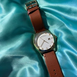 Marc By Marc Jacobs Cognac Leather & Gold Big Face Watch